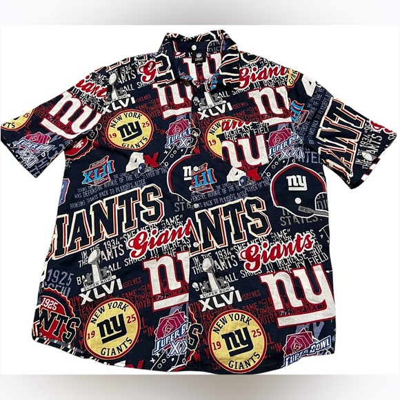Men's FOCO Royal New York Giants Thematic Button-Up Shirt - Picture 2 of 10